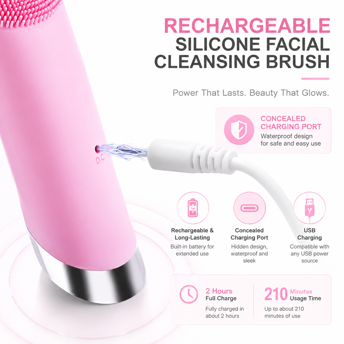 🫧 PRITECH Heated Vibrating Facial Cleansing Brush – Silicone Face Scrubber with Massage 🌸