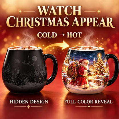 🎄Christmas Magic Heat-Reveal Mug | 350 mL Color-Changing Santa Village Cup ☕