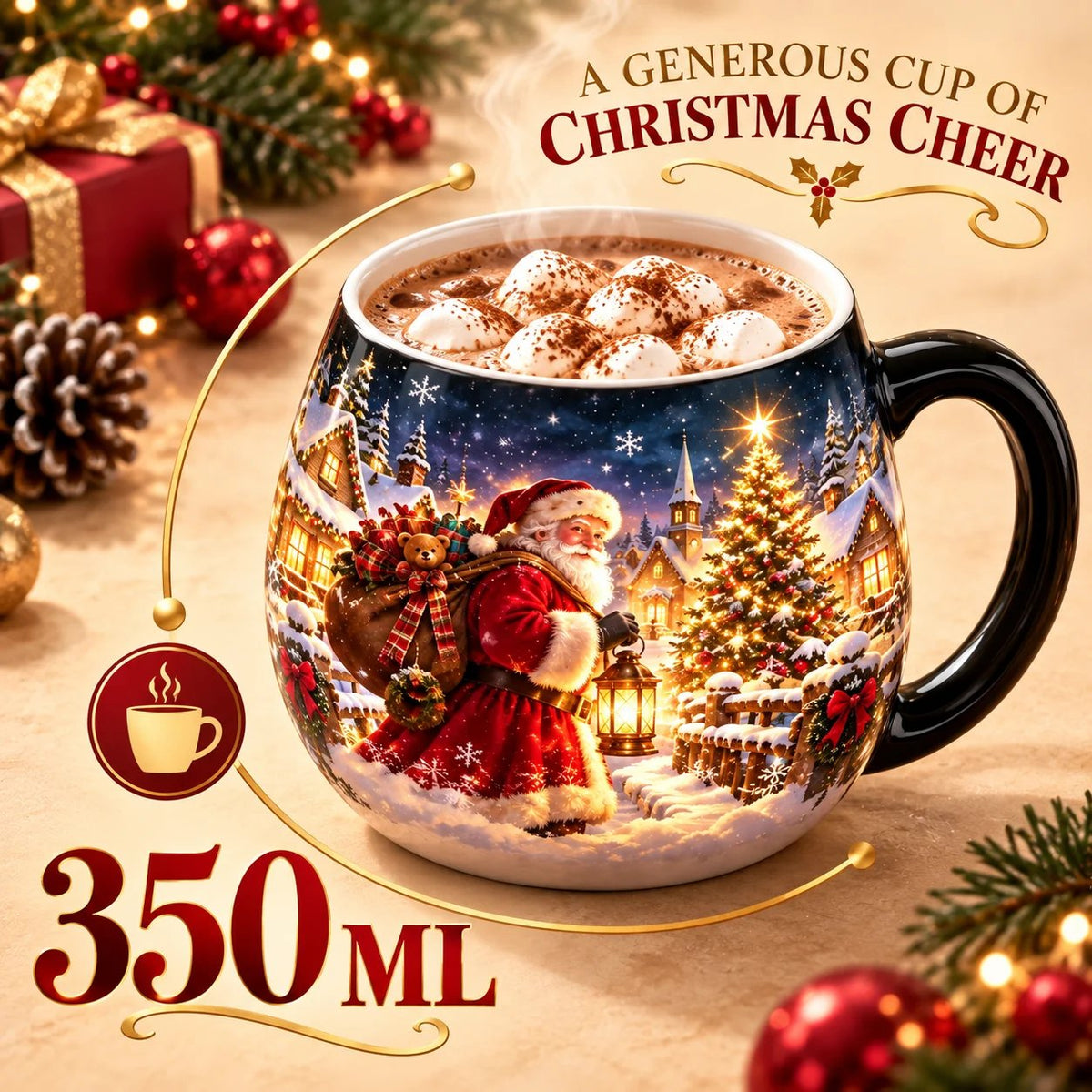 ⏳ Letzter Tag: 49 % Rabatt – 🎄 Weihnachtszauber-Tasse mit Thermo-Effekt | 350 ml Farbwechsel-Tasse „Weihnachtsdorf“ ☕