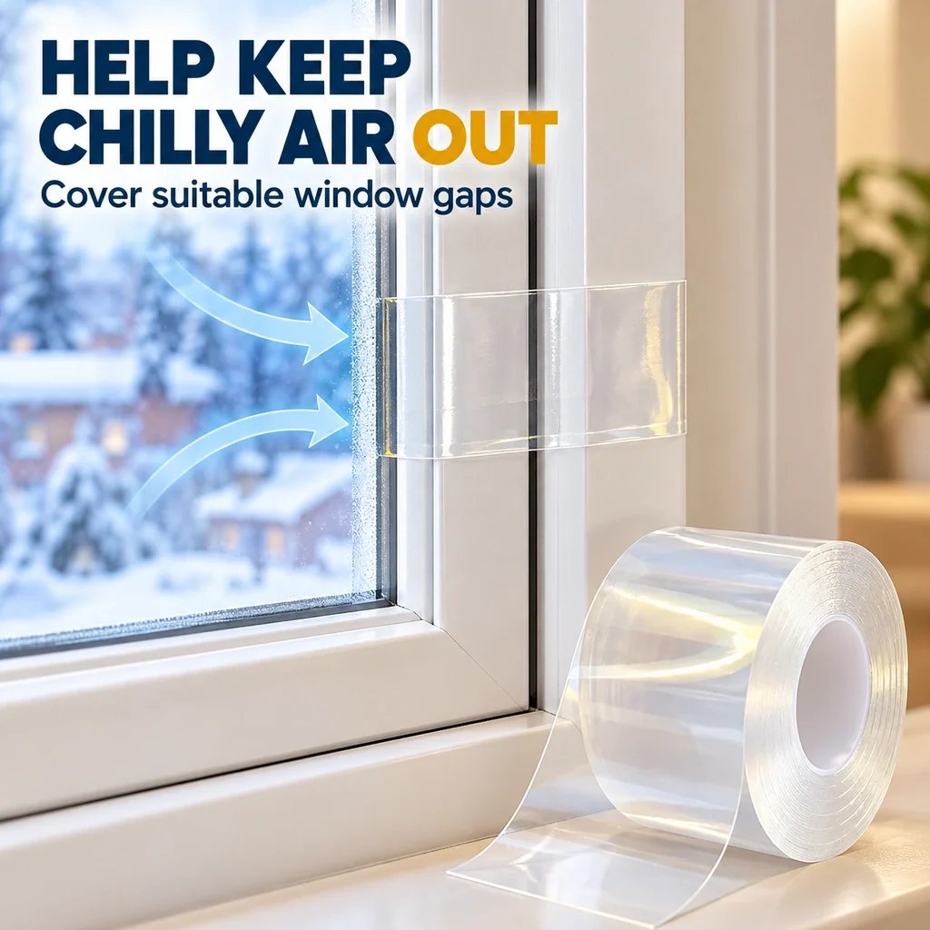 Clear window and door draft-sealing tape