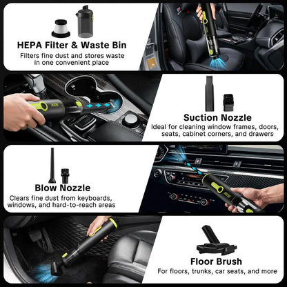 Car Vacuum Portable Cordless, 20000Pa 2 in 1 Vacuum Cleaner&Air Duster