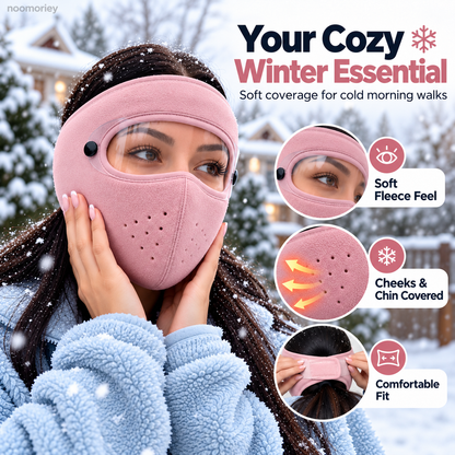 ❄️ Winter Face Cover with Clear Eye Shield – Adjustable Cold-Weather Balaclava 🥽