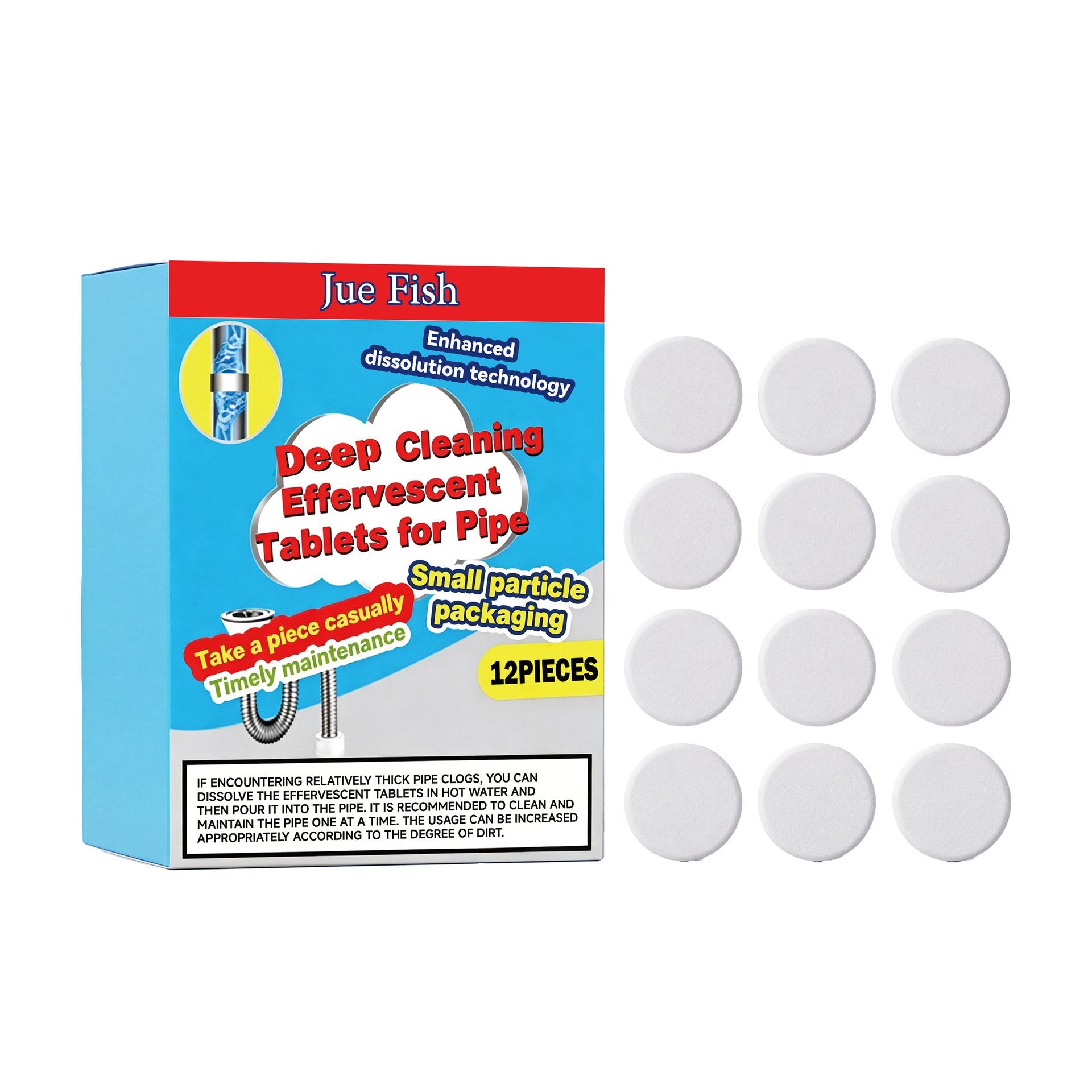 🎉🔥49% OFF ❤️Powerful Cleaning Effervescent Tablets for Pipe, Fast Dissolve Hair Grease Clogs, Deodorizing Antibacterial Pipe Cleaner for Sink Toilet Floor Drain