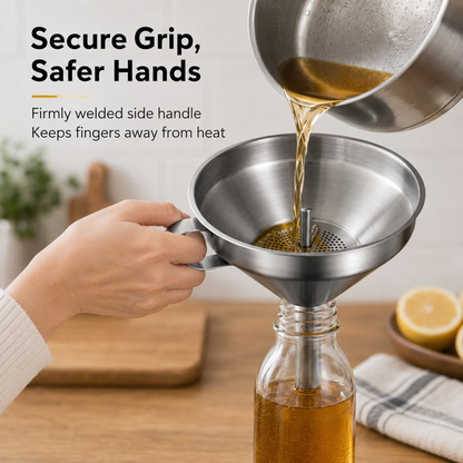 🍳✨ Heavy-Duty Stainless Steel Kitchen Funnel with Strainer Included 🥣