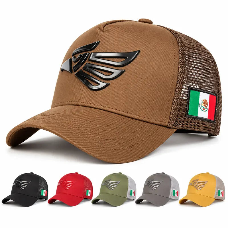 🧢☀️ Unisex Mexican Eagle Baseball Net Cap – Adjustable Outdoor Snapback Trucker Hat 🦅