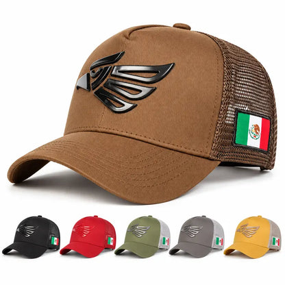 🧢☀️ Unisex Mexican Eagle Baseball Net Cap – Adjustable Outdoor Snapback Trucker Hat 🦅