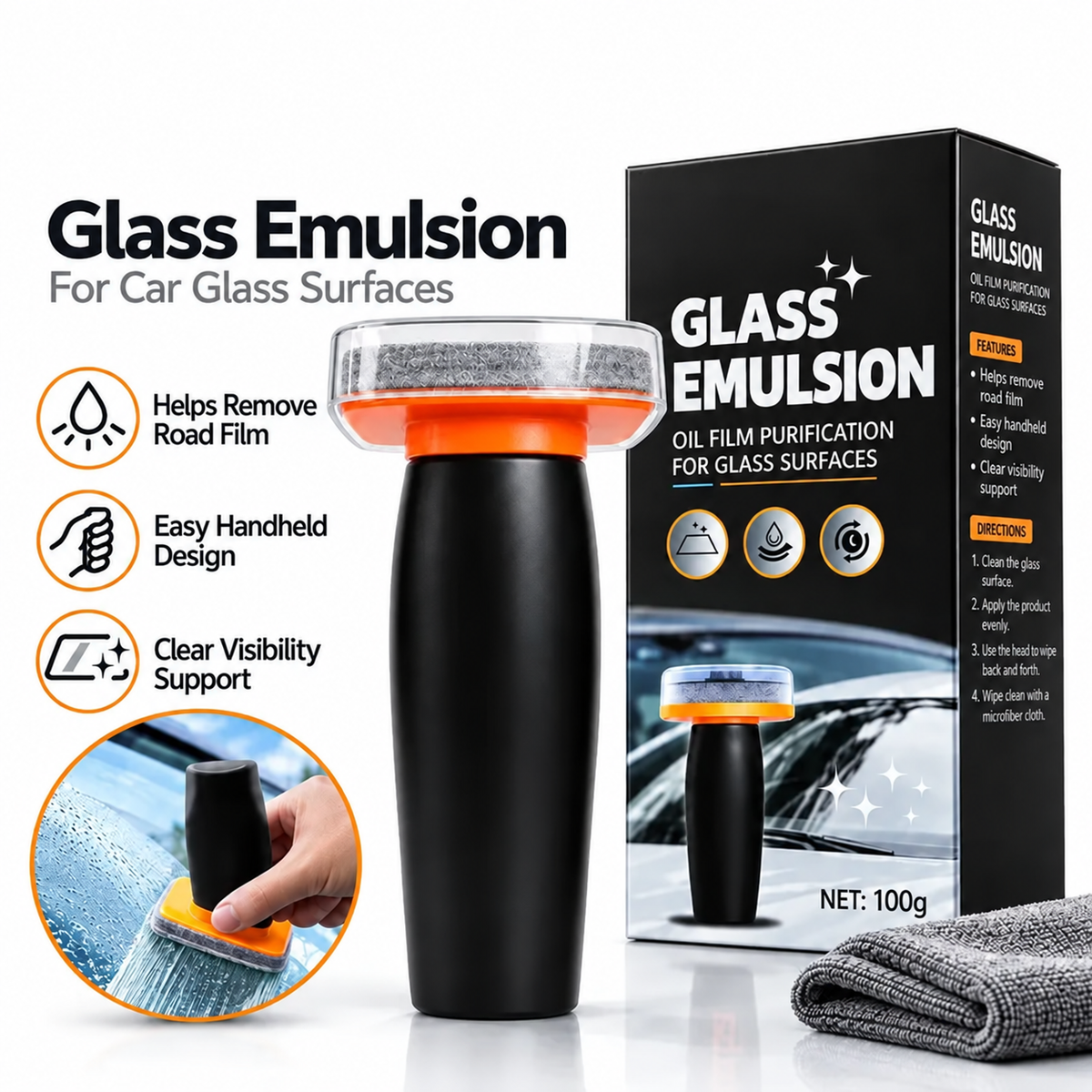 🚗✨ Windshield Oil Film Eraser Wand Pro Kit – All-in-1 Deep Cleaner for Haze, Bugs & Stains 🧽