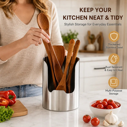 🍴✨ Stainless Steel Kitchen Utensil Holder – Rust-Resistant Countertop Organizer for Cooking Tools 🍳✨