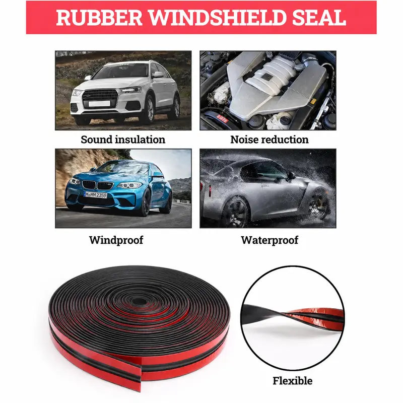 🚗🚗20Ft Automotive Windshield Rubber Seal Strip – T-Shaped Weatherstripping for Compatible Front & Rear Windshields, Sunroofs & Vehicle Trim