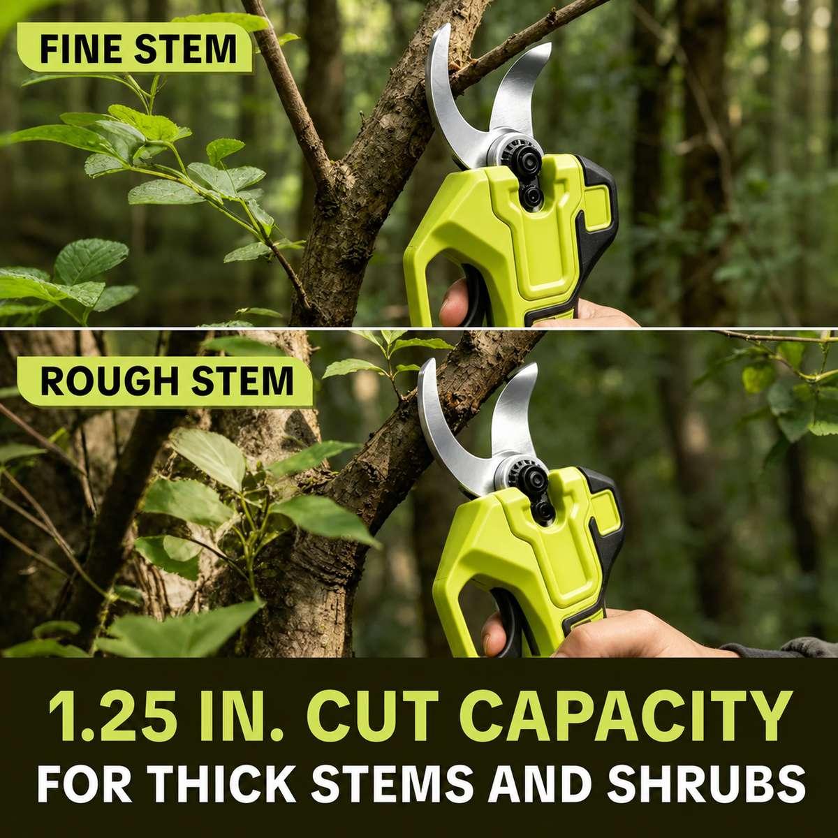 🌿 Cordless Electric Pruning Shears – Brushless Motor & 0.8″–1.26″ Adjustable Cutting Diameter ✂️