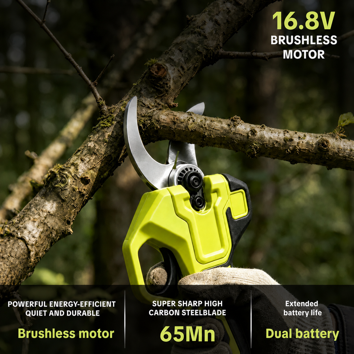 🌿 Cordless Electric Pruning Shears – Brushless Motor & 0.8″–1.26″ Adjustable Cutting Diameter ✂️