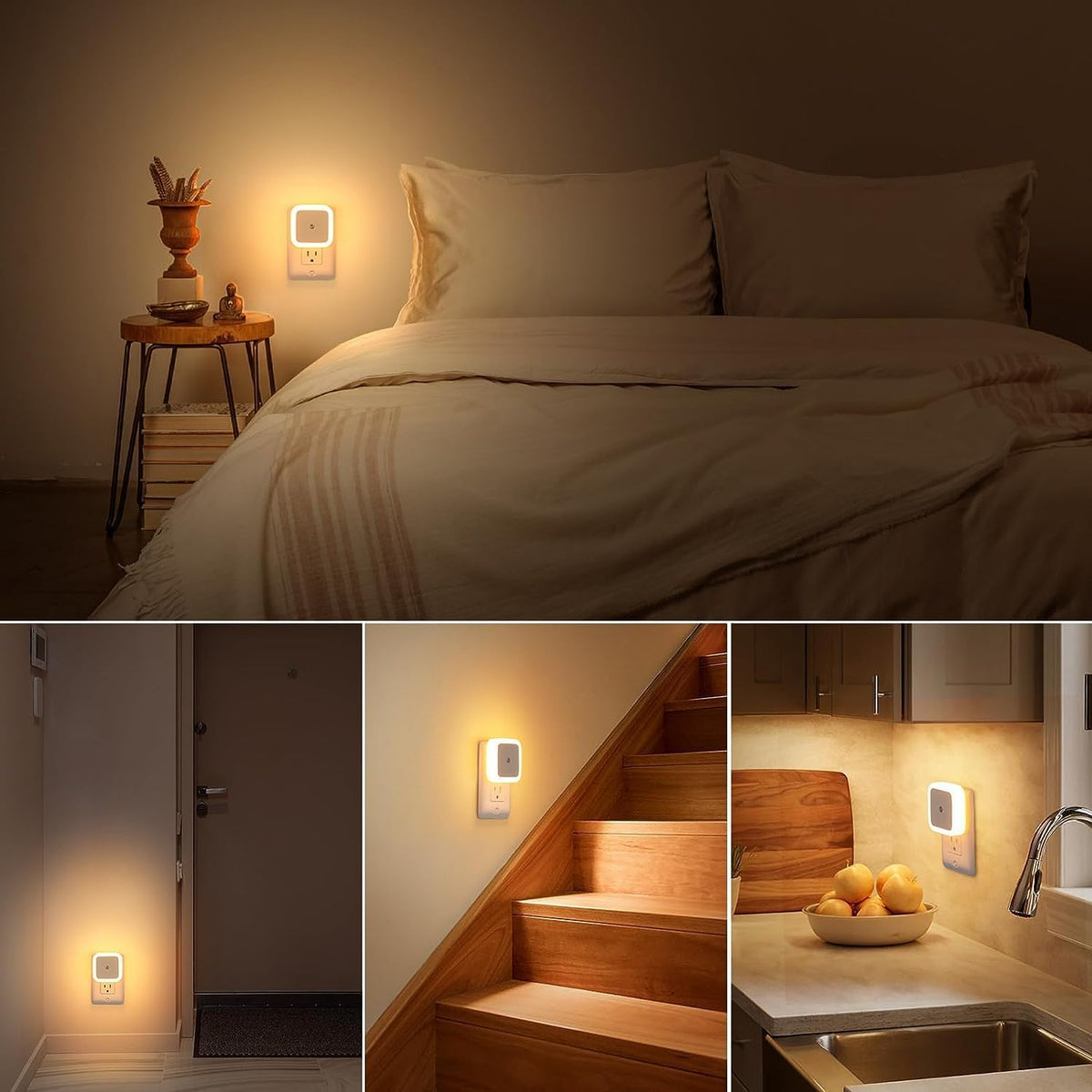 💡 6-Pack Dusk-to-Dawn LED Night Lights – Warm White, Plug-In 🌙