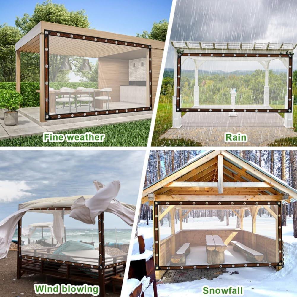🌧️ Clear Waterproof PE Tarp – Transparent Outdoor Cover with Metal Grommets 🏕️