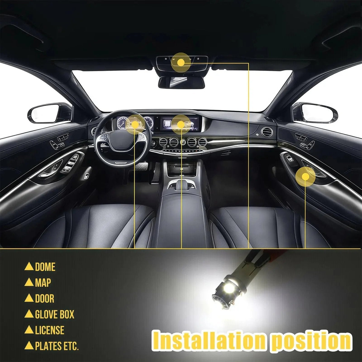 💯 Super Bright White Interior Car Lights Kit Set