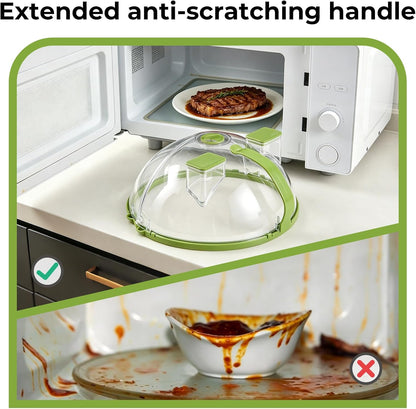 10-in Sturdy Insulated Plastic Microwave Splatter Cover with Water Steamer - Microwave Safe Food Dome, Kitchenware Accessory for Oven