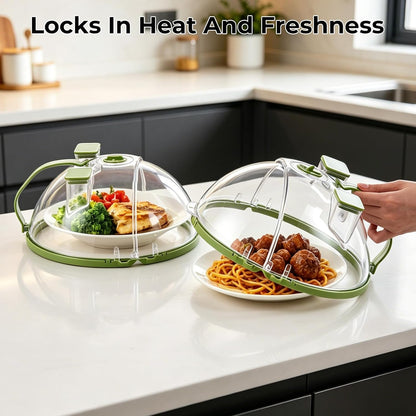 10-in Sturdy Insulated Plastic Microwave Splatter Cover with Water Steamer - Microwave Safe Food Dome, Kitchenware Accessory for Oven