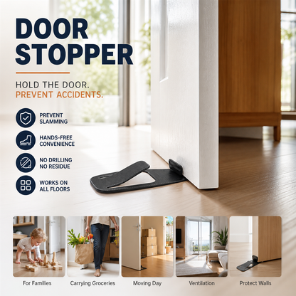 4-Pack Door Stopper Protector –  No-drill, residue-free & holds doors open. Safe & simple – stock up & save! 🏠✅