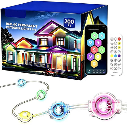 Permanent Outdoor Lights – App-Controlled Color-Changing Eave Lights with Music Sync, IP67 Waterproof Design for Christmas & Halloween