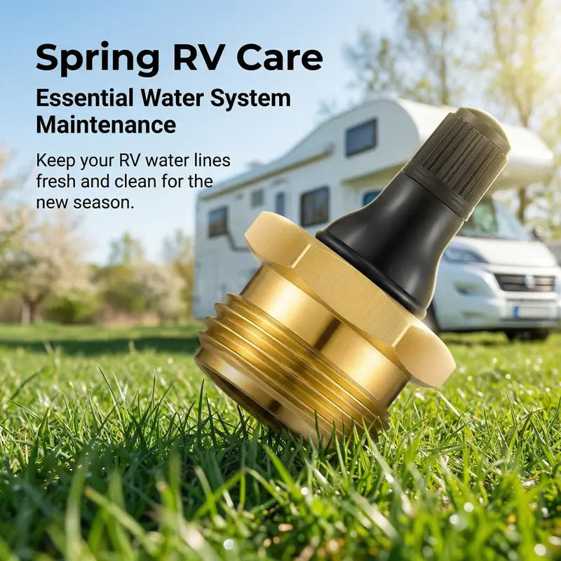 Brass RV Blow Out Plug with Drain Valve – Winterizing Air Hose Adapter