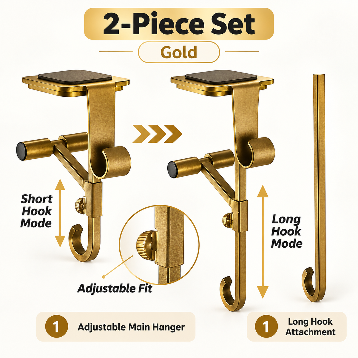 🎄 Christmas Shelf Stocking Hanger – Gold Shelf-Edge Hook for Garland & Holiday Decorations
