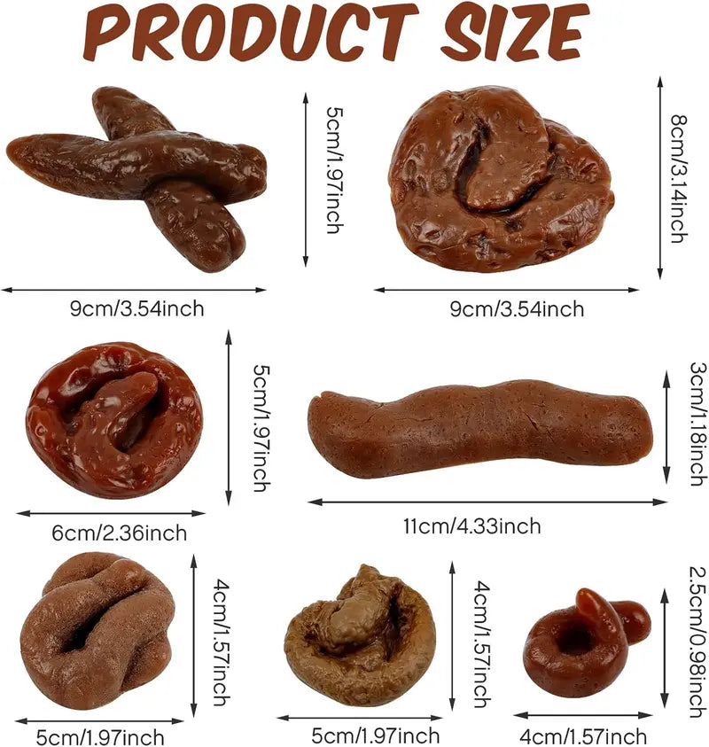 💩7 Pcs Fake Poop Realistic Prank Poop Props