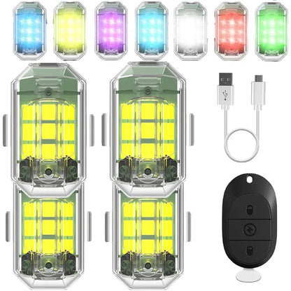 🚨 Rechargeable Wireless RGB LED Strobe Lights – High Brightness & Remote Control for Cars, Bikes & Drones ✨