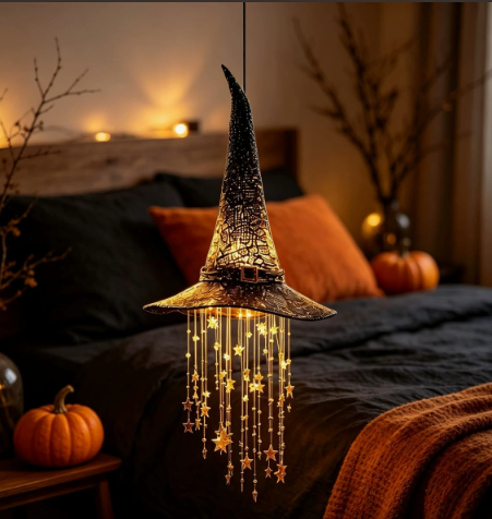 🎅🎅Santa Hat LED Hanging Light – Cascading Warm Fairy Lights with Festive Christmas Charms