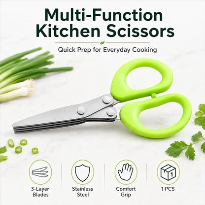 ✂️🌿 5-Blade Stainless Steel Herb Scissors with Protective Sheath ✨