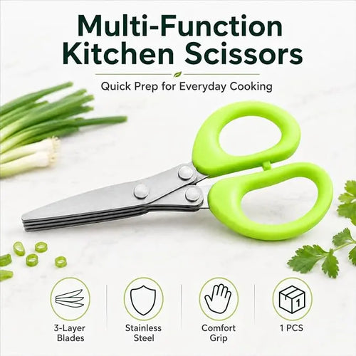 ✂️🌿 5-Blade Stainless Steel Herb Scissors with Protective Sheath ✨