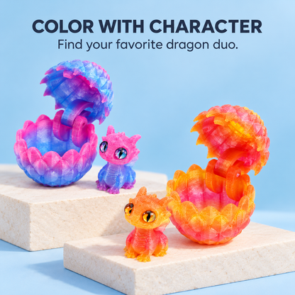🐉🐉3D-Printed Dragon Egg & Baby Dragon Set – Colorful Opening Egg Collectible & Desk Decor