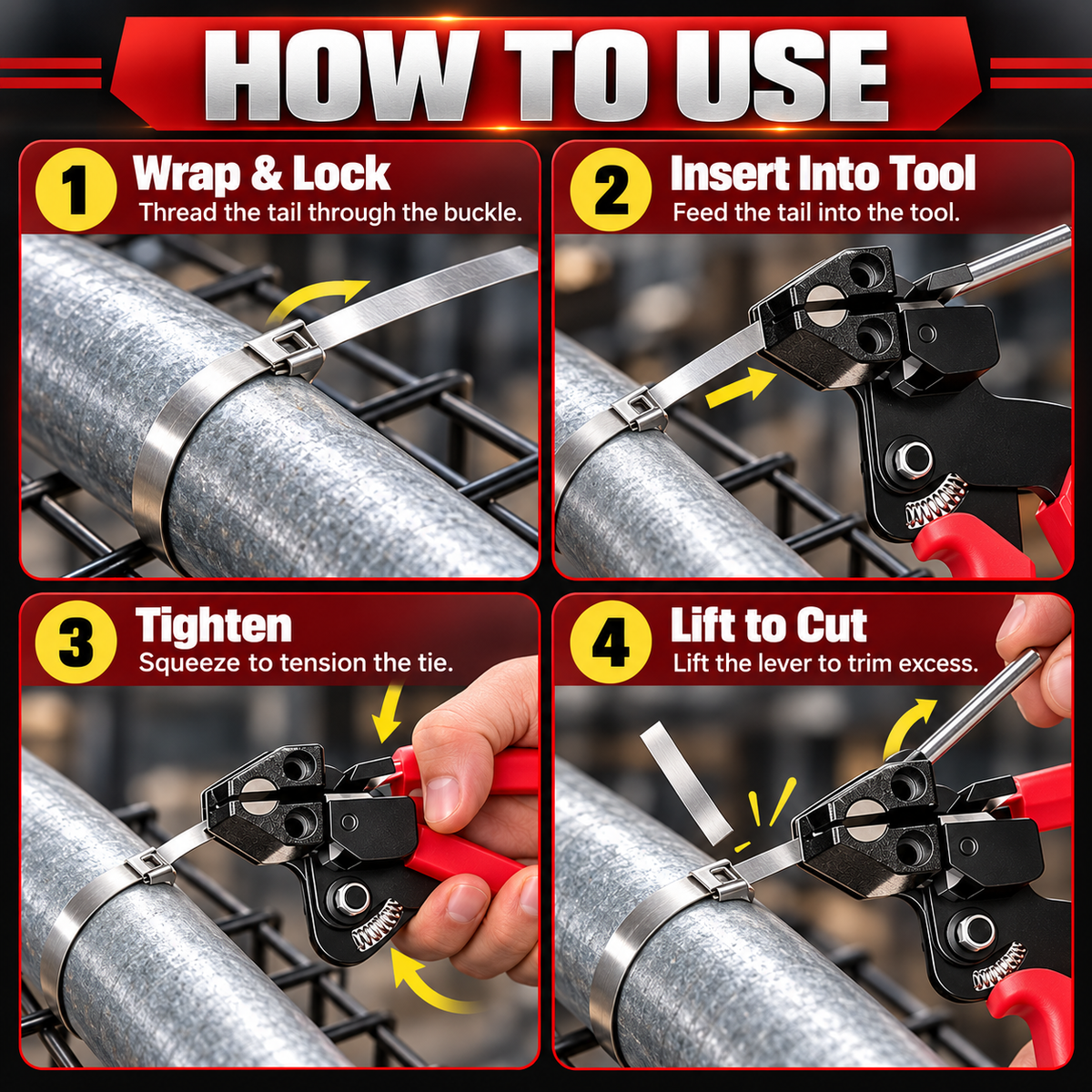 🔧 Heavy-Duty Stainless Steel Cable Tie Tool Set – 11.8″ Self-Locking Ties & Removal Screwdriver 🛠️