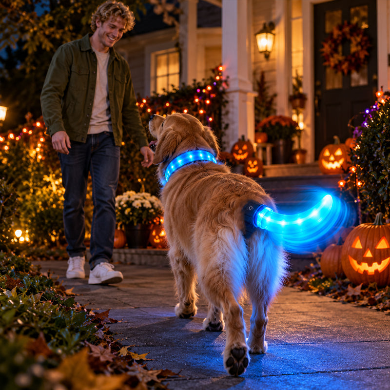 LED Dog Collar and Light-Up Tail Set - 7
