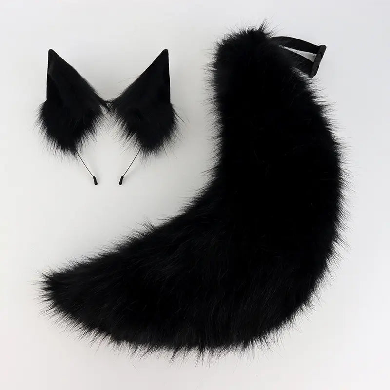Fluffy Fox Ears & Tail Cosplay Set – Soft Plush Accessories for Anime Conventions, Halloween & Dress-Up