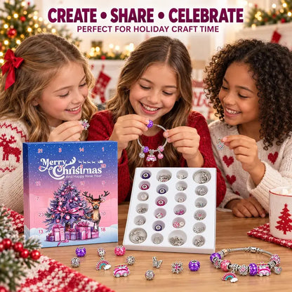 🎄 24-Day Christmas DIY Bead Charm Kit – Necklace, Bracelet & Daily Jewelry-Making Surprises ✨