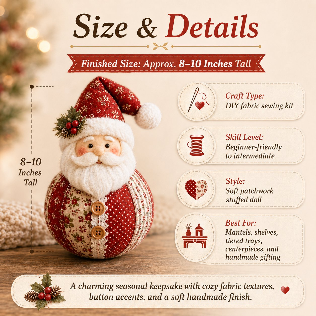 🔥LAST DAY 50% OFF - 🎄 Patchwork Fabric Doll DIY Kit