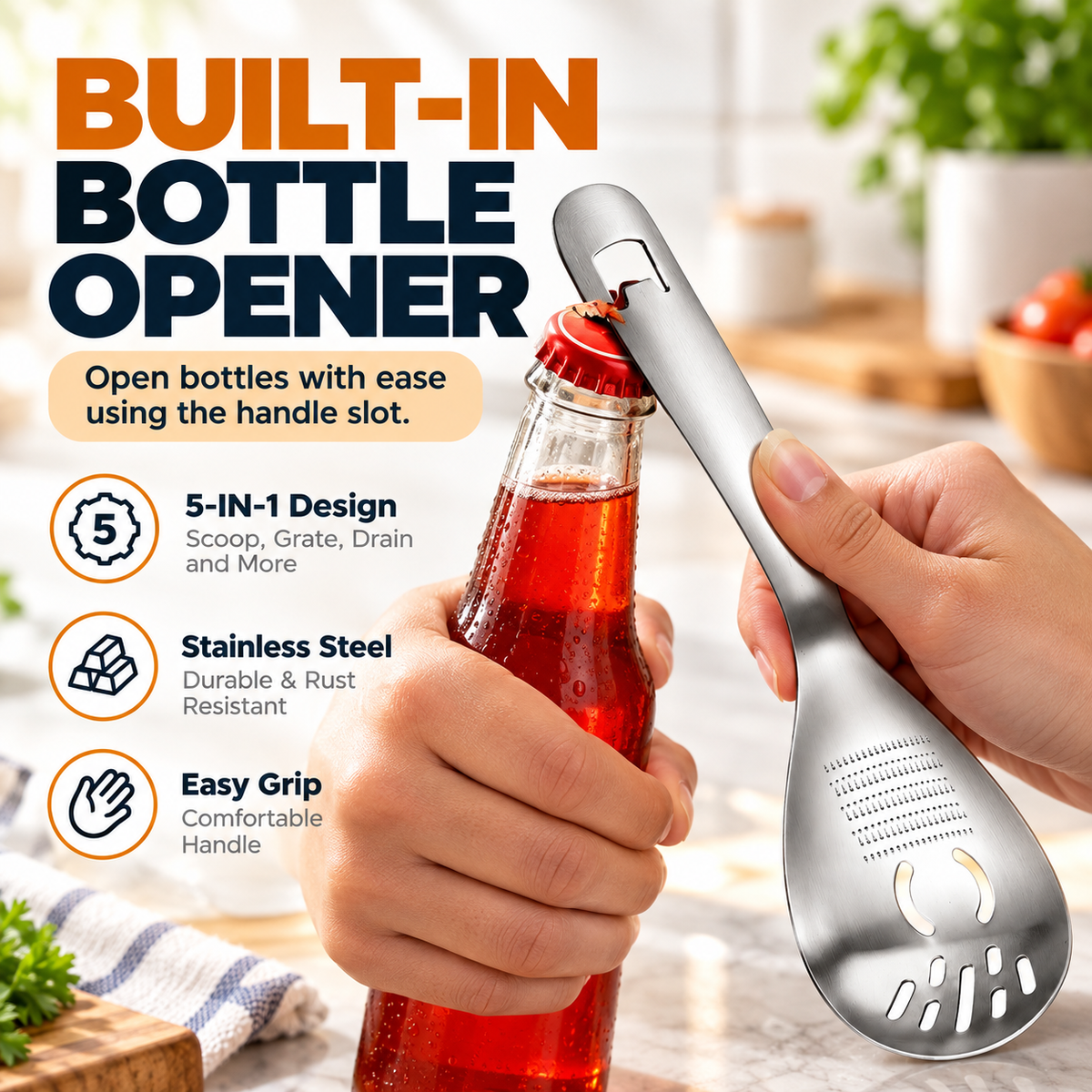 🥄304 Stainless Steel 5-in-1 Multifunctional Kitchen Spoon