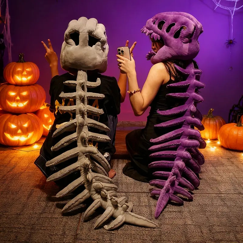Dinosaur Skeleton Headgear Pillow, 4 Color Options Available, Unisex Cushion, Perfect for Party Cosplay and Sofa Lounging