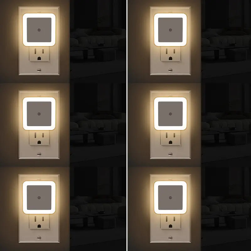 💡🔌Dusk-to-Dawn LED Plug-In Night Lights, 6-Pack – Warm White, 0.5W for Bedrooms, Bathrooms & Hallways