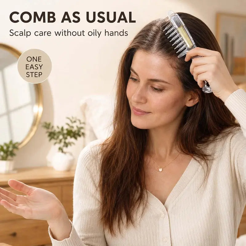 Refillable scalp liquid applicator comb