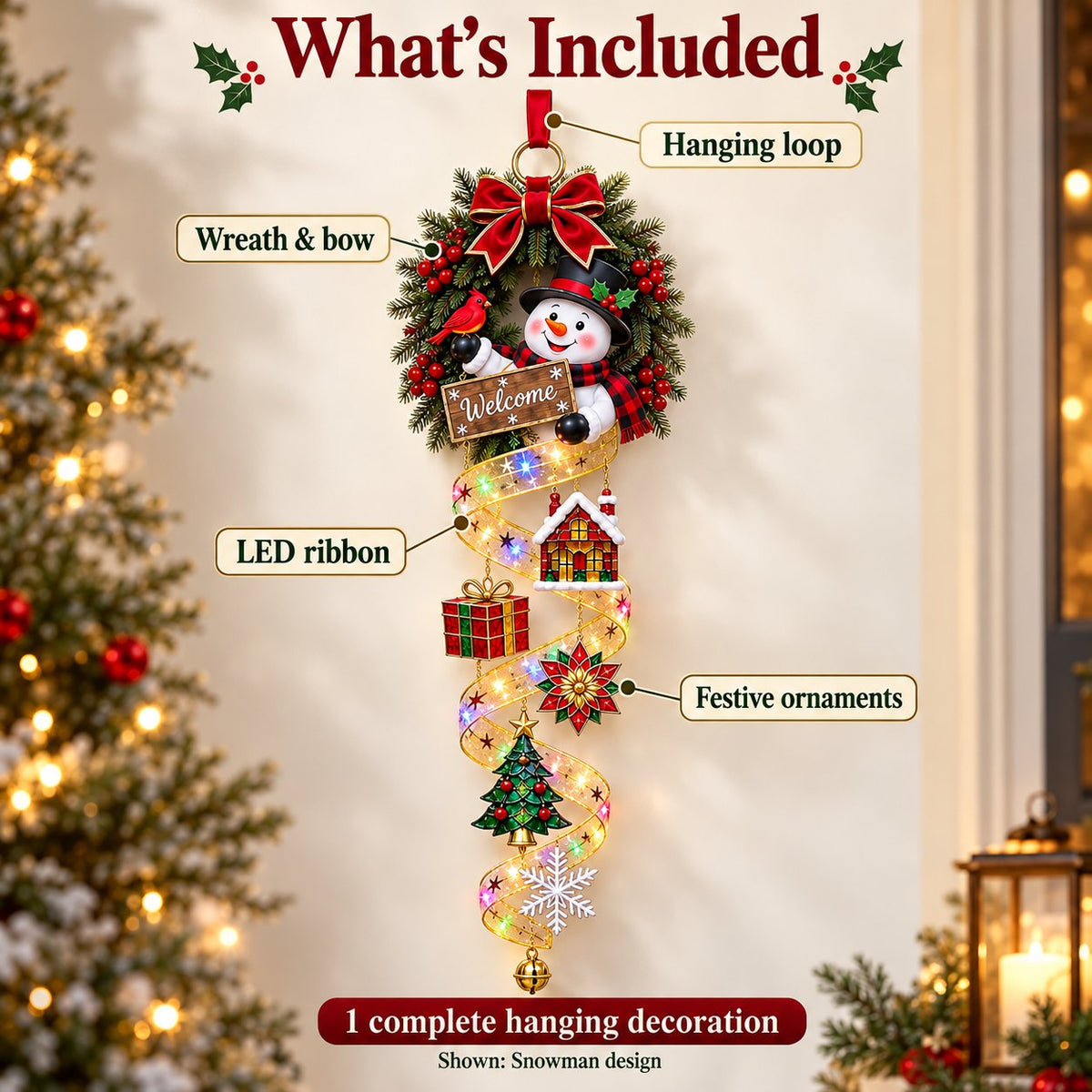 🎄 Let the Holidays Shine Through | Stained-Glass Door Decor