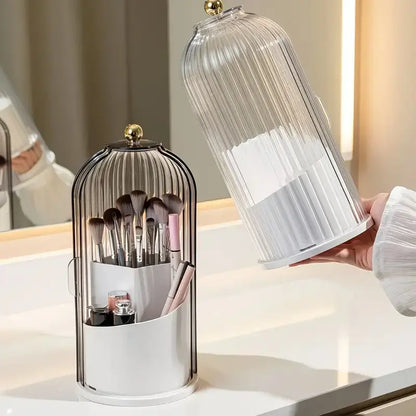 ✨✨Dustproof Acrylic Organizer with Cover – 360° Rotating Storage for Makeup Brushes, Toothbrushes & Pens