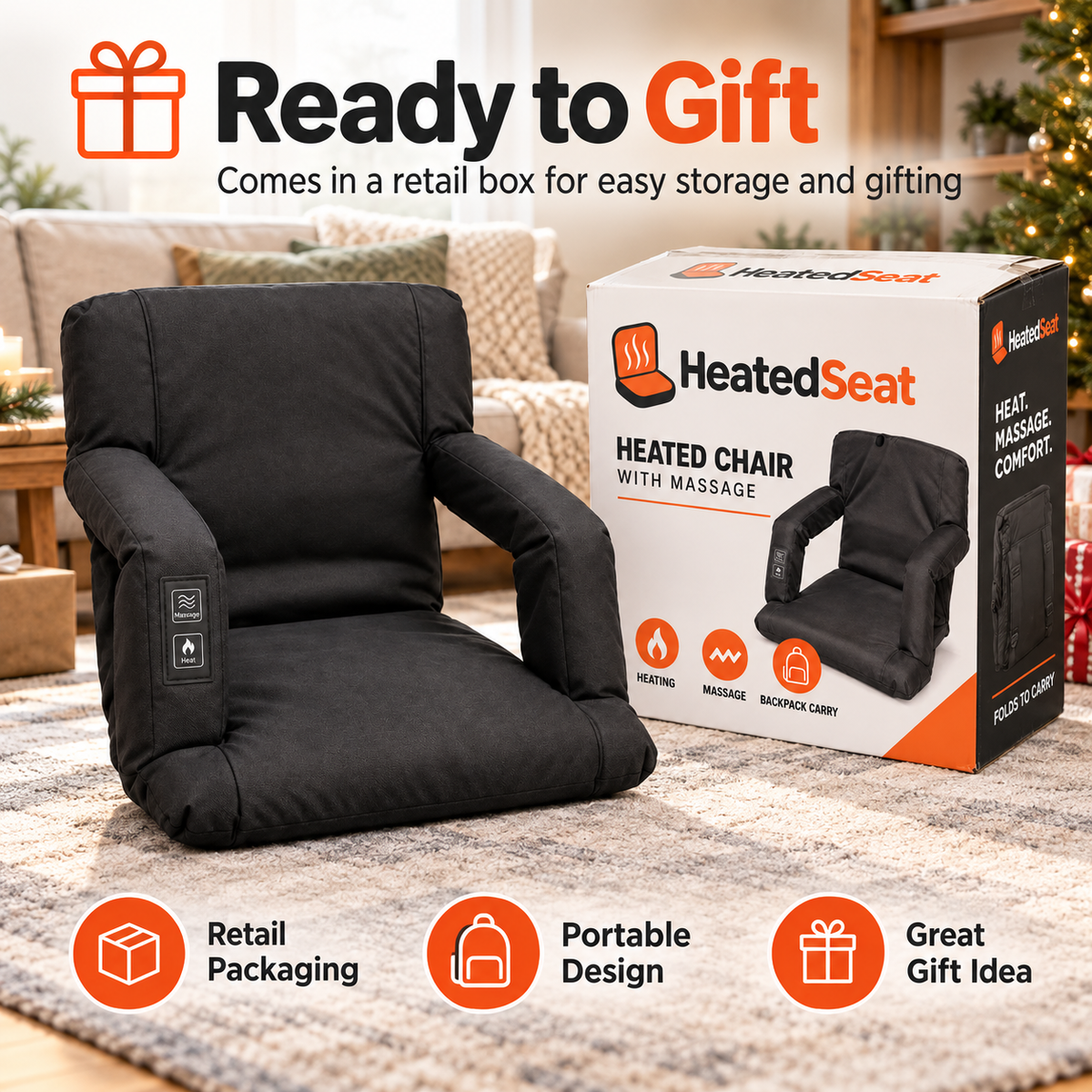 🔥 Heated Massage Floor Chair | Foldable Portable Lounge Seat