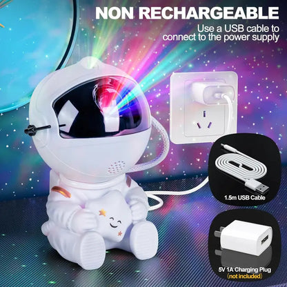 LED Astronaut Galaxy Starry Sky Projector – Remote Controlled, 360° Adjustable Nebula Ceiling Light