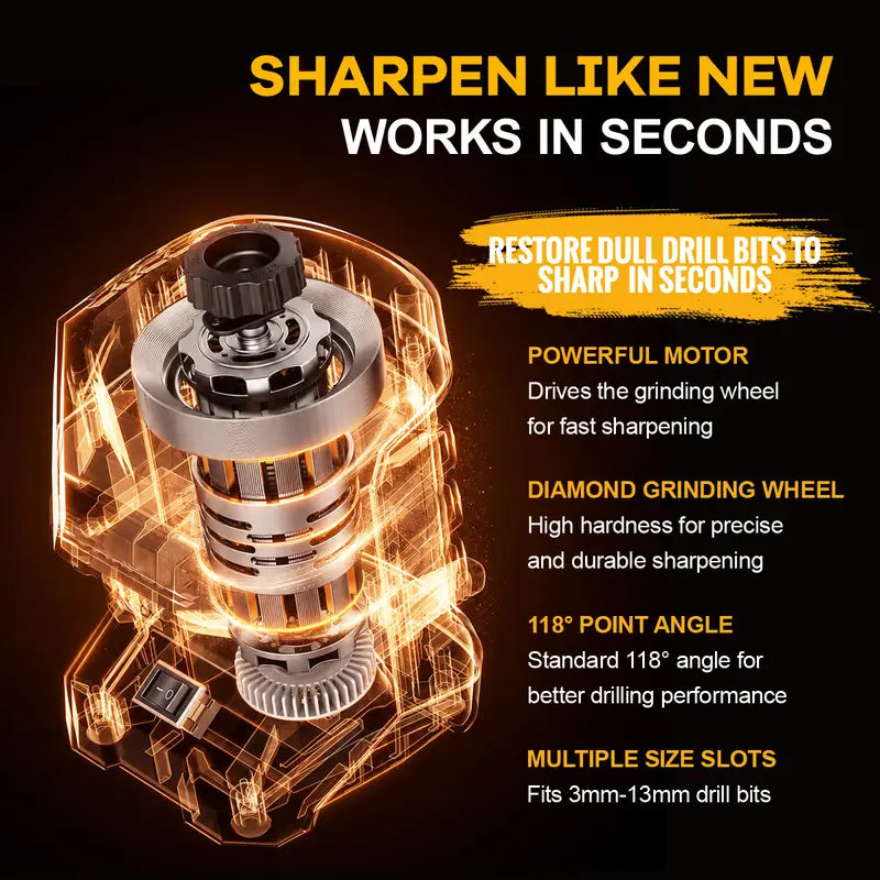 95W Electric Drill Bit Sharpener – Precision Grinder for 3mm-13mm Bits
