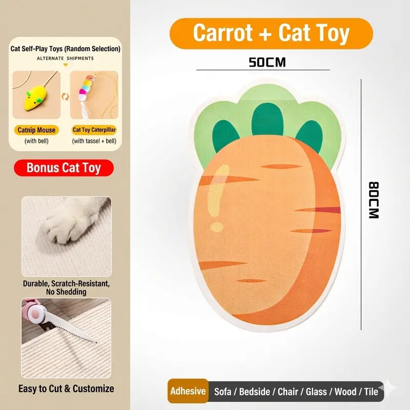 SmartWell Woven-Look Cat Scratcher Pad – Self-Adhesive Geometric Felt Furniture Protector with Bonus Toy