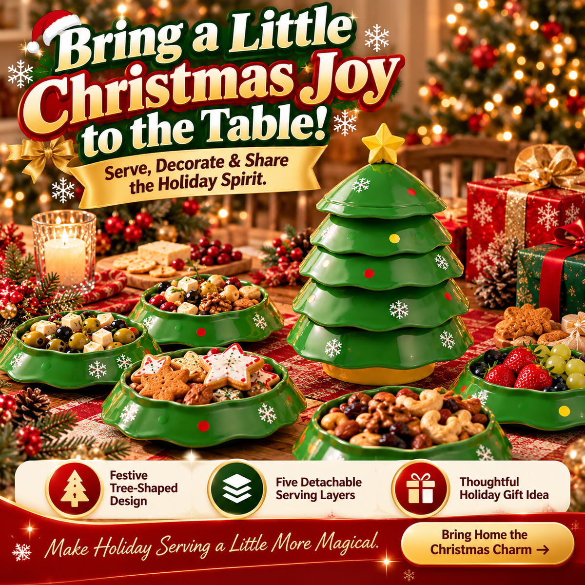 5-Layer Christmas Tree Serving Tray - 5