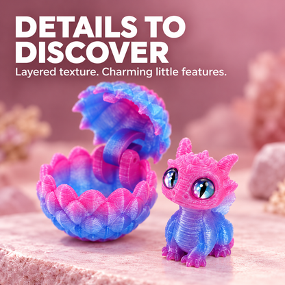 🐉🐉3D-Printed Dragon Egg & Baby Dragon Set – Colorful Opening Egg Collectible & Desk Decor
