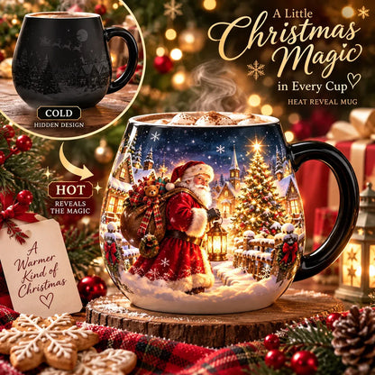 🎄Christmas Magic Heat-Reveal Mug | 350 mL Color-Changing Santa Village Cup ☕