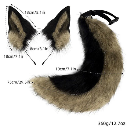 Fluffy Fox Ears & Tail Cosplay Set – Soft Plush Accessories for Anime Conventions, Halloween & Dress-Up