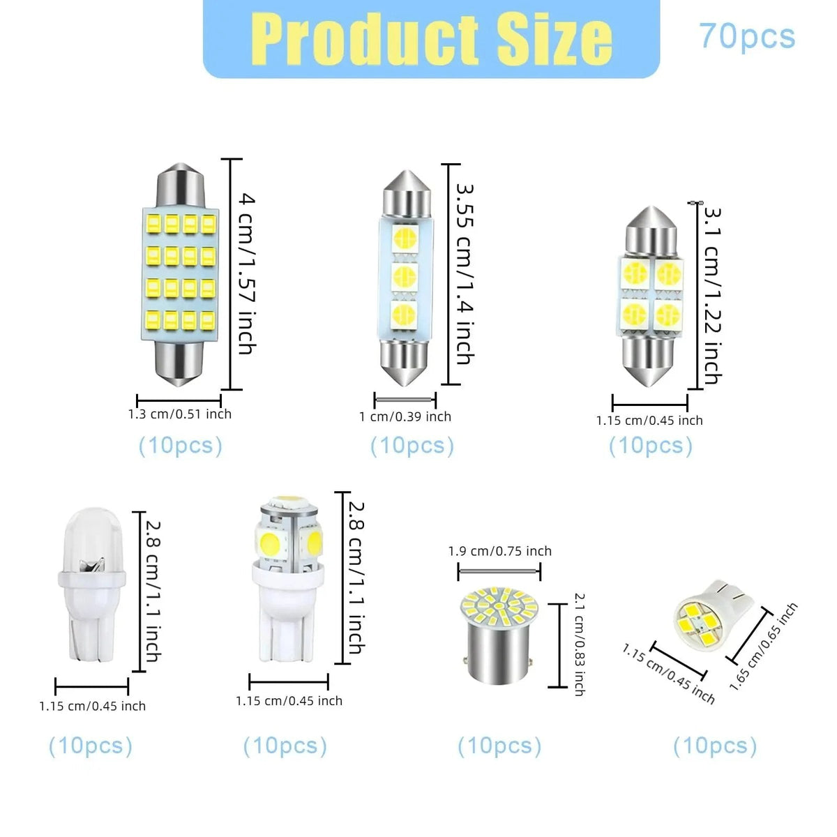 💯 Super Bright White Interior Car Lights Kit Set